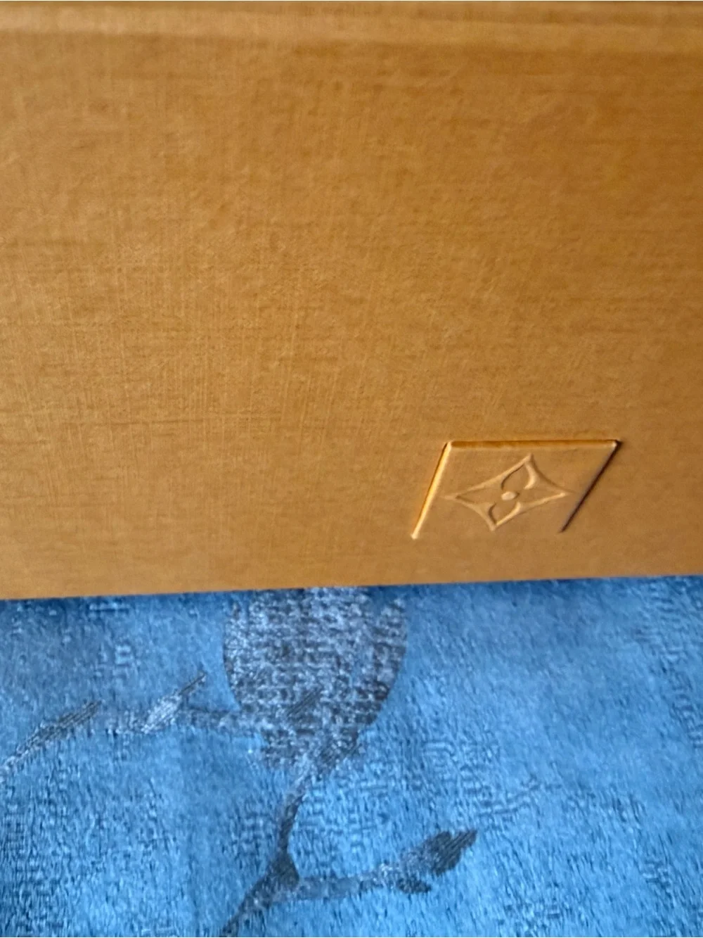 Louis Vuitton Orange Empty Gift Box with LV Blue Logo magnetic close